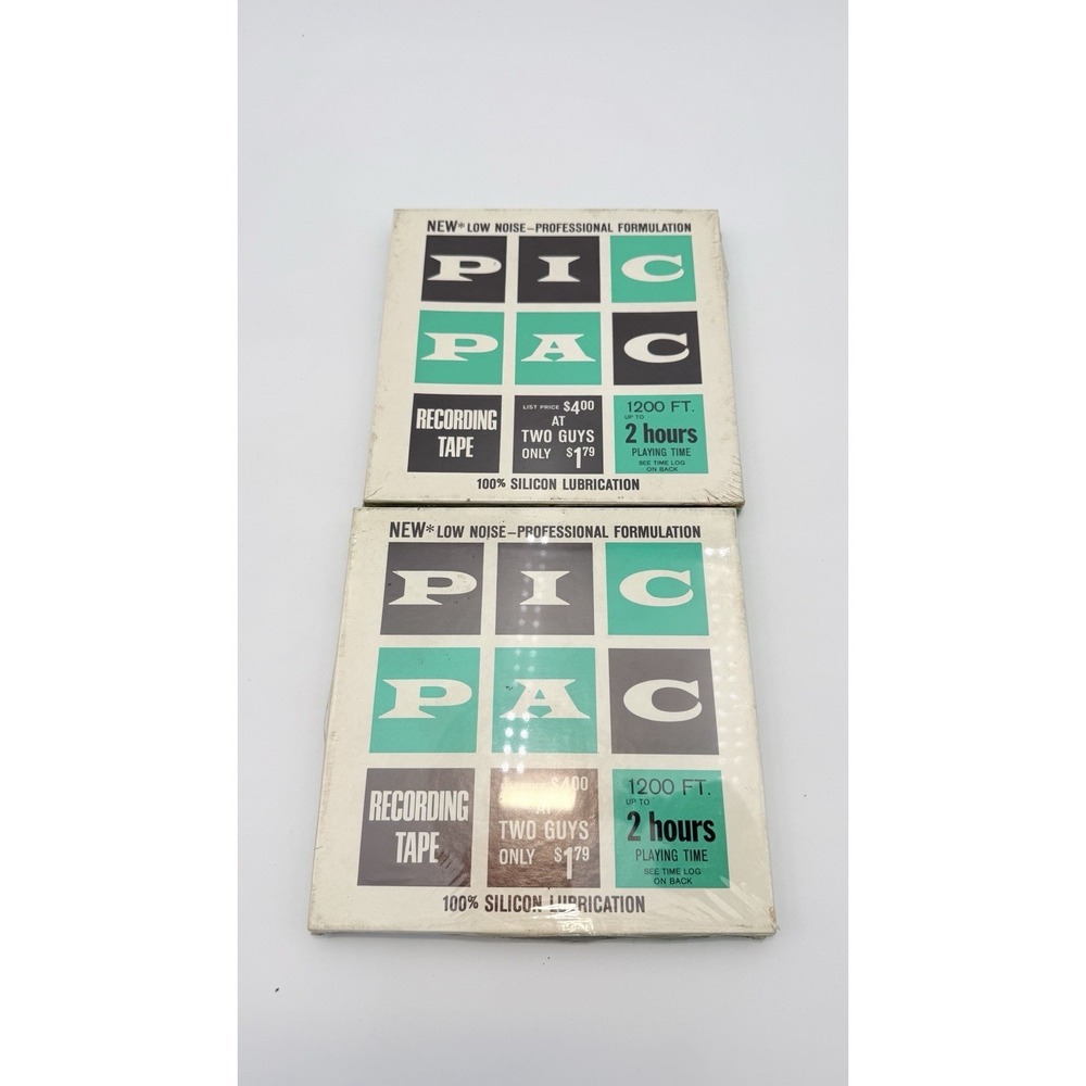 Pic Pac Recording Tape 1200 FT/2 Hours Playing time 2 SET Reel To Reel